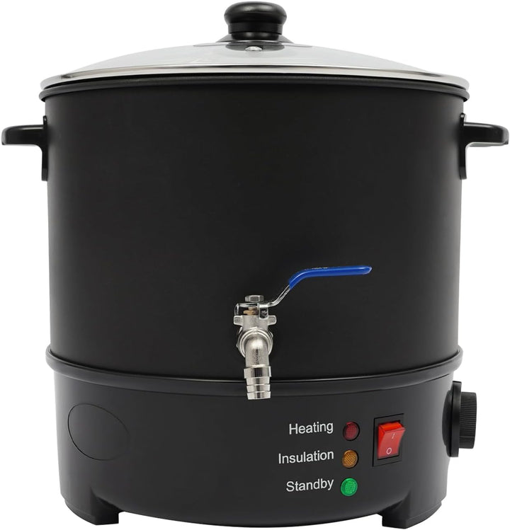 10L 1000W Elektrischer Wachsschmelzer - 201 Edelstahl mit Hahn, Deckel mit Entlüftung, Einstellbare