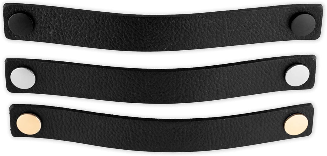 Brute Strength - Ledergriffe für Möbel - Schwarz - 4 Stück - 25 x 3 cm - Schrankgriff, Türgriff für