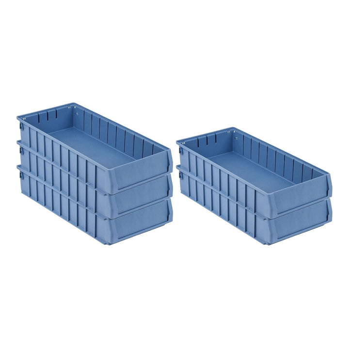 SparSet 5x Regalkasten 500 BN mit Etikett & Schutzhaube | HxBxT 9x23,4x50cm | 7,8 Liter | Sichtlager