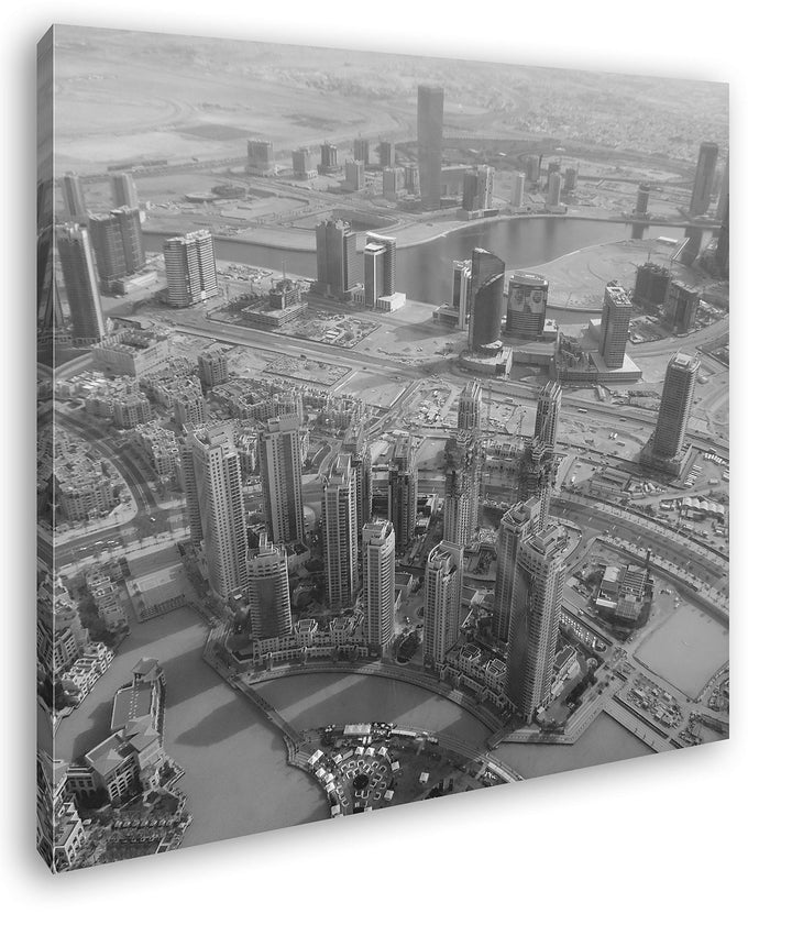 deyoli Skyline von Dubai Format: 60x60 Effekt: Schwarz&Weiss als Leinwandbild, Motiv fertig gerahmt