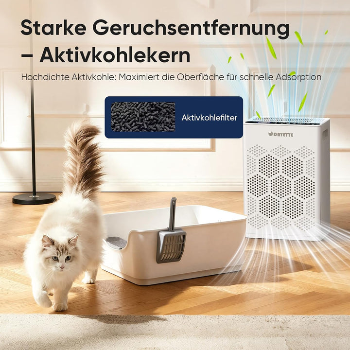 Luftreiniger für Allergiker, mit 2 × H14 HEPA Filtern & Waschbarem Vorfilter, CADR 350 m³/h, Grosse