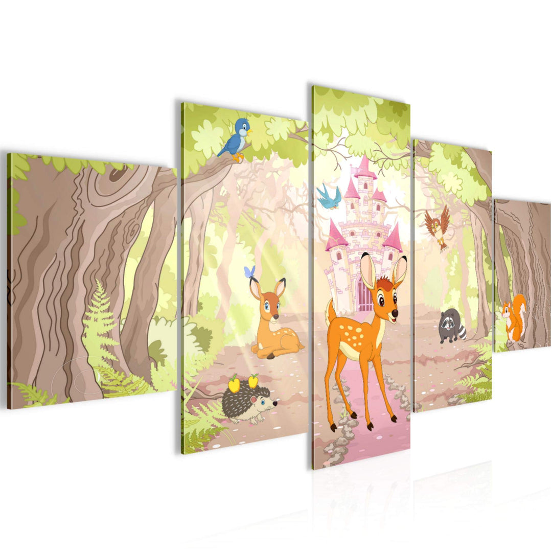 Runa Art Wandbilder Kinderzimmer Tiere 5 Teilig Bild auf Vlies Leinwand Deko Babyzimmer Spielzimmer