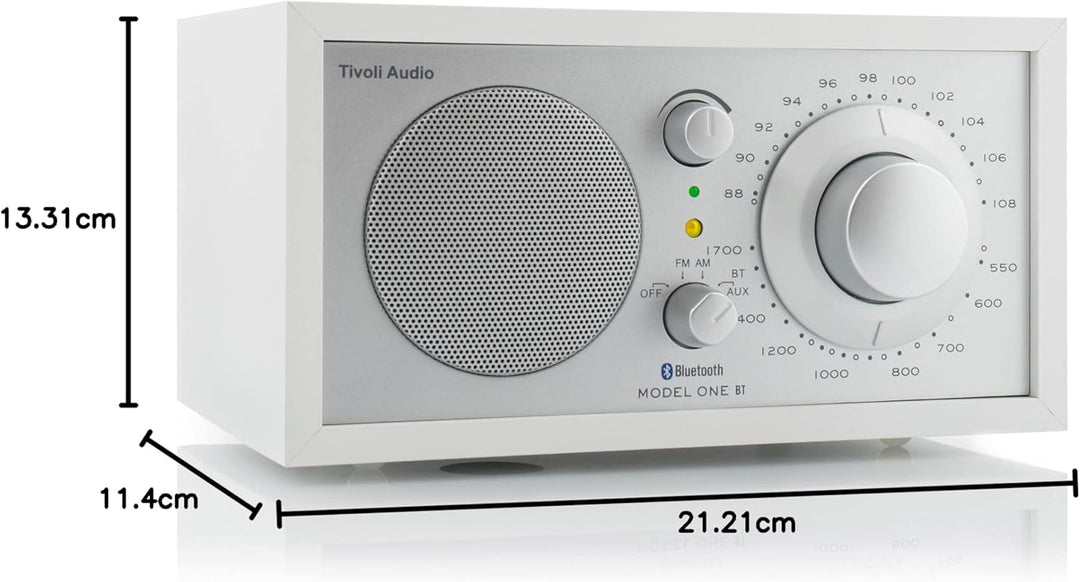 Tivoli Audio Model One BT Bluetooth UKW-/MW-Tisch Radio (Weiss/Silber) Weiss / Silber, Weiss / Silbe