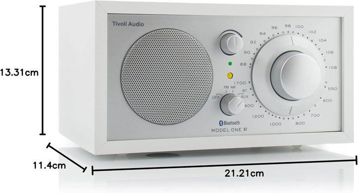 Tivoli Audio Model One BT Bluetooth UKW-/MW-Tisch Radio (Weiss/Silber) Weiss / Silber, Weiss / Silbe