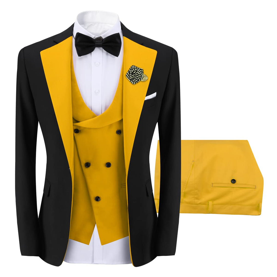 Anzug 3 Teilig Herren Business Smoking Anzüge Slim Fit Herrenanzug Formell Sakko Weste Hose Set Hoch