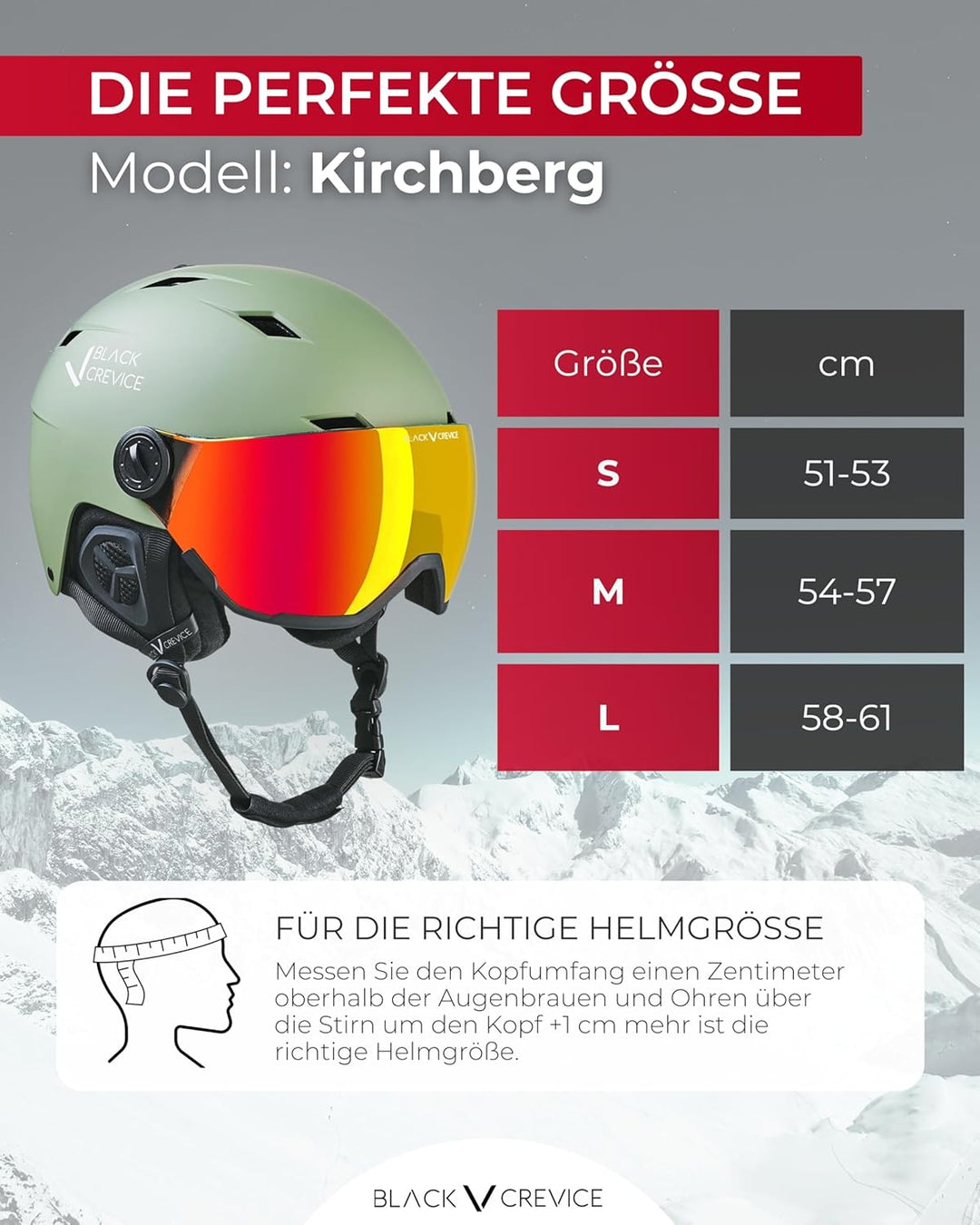 Black Crevice Skihelm mit Visier Kirchberg I Atmungsaktiver Skihelm Herren & Damen mit Lüftungsöffnu