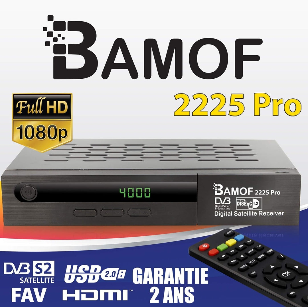 Bamof 2225 PRO Sat Receiver Digitaler Satelliten Receiver- (HDTV, DVB-S/DVB-S2, HDMI, SCART, 2X USB,