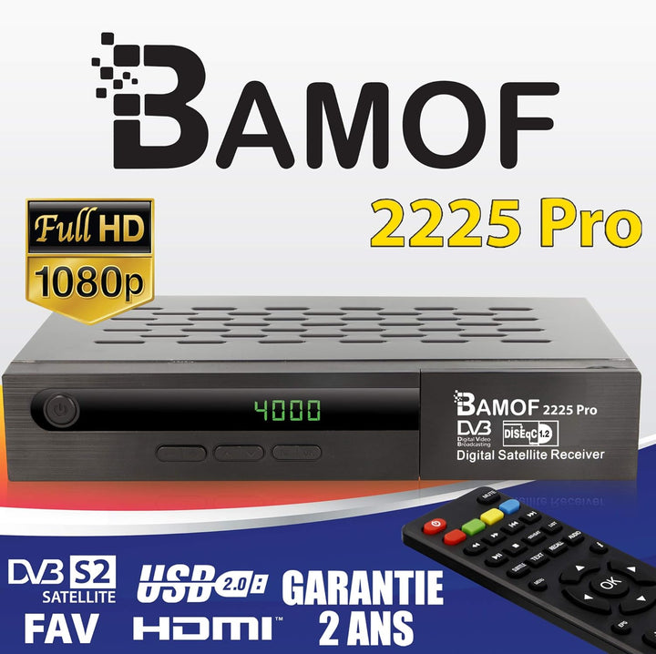 Bamof 2225 PRO Sat Receiver Digitaler Satelliten Receiver- (HDTV, DVB-S/DVB-S2, HDMI, SCART, 2X USB,