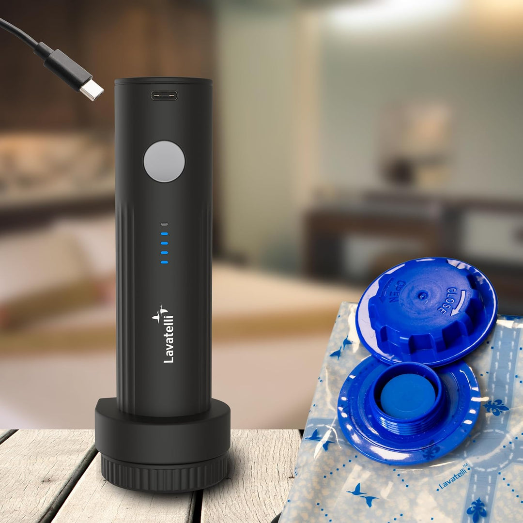Lavatelli, Platzsparendes Vakuum-Set mit wiederaufladbarer elektrischer Pumpe USB-C + 6 Beutel 60 x