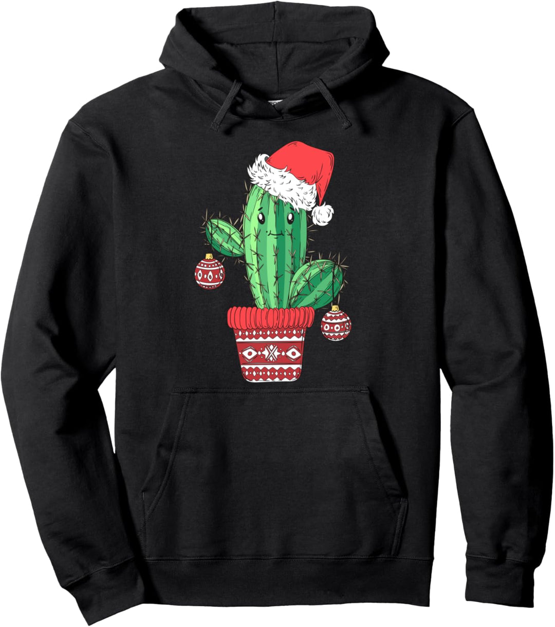 Cool Sarcasm Funny Christmas Santa Claus Cactus Graphic Fun Pullover Hoodie