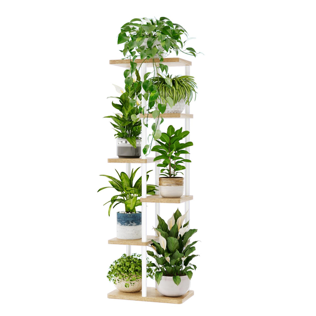 Bamworld Blumenständer Pflanzenständer Pflanzenregal Blumenregal Blumenständer holz 6Etagen Metall G