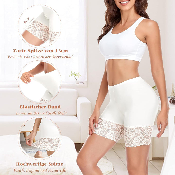 YARRCO Damen Unterhose Spitze Radlerhose Kurz Unter Rock Hosen Anti-Chafing Shorts Slipshorts Boxers