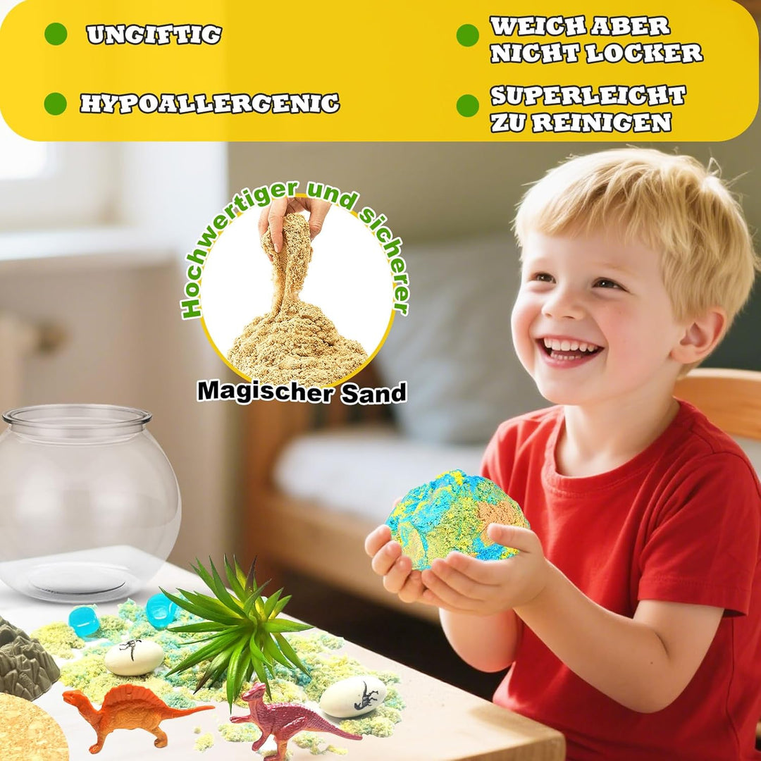 Dinosaurier Terrarium Set, Dinosaurier Spielzeug ab 4, 5, 6, 7, 8-12 Jahre, Basteln Sie Ihr Eigenes
