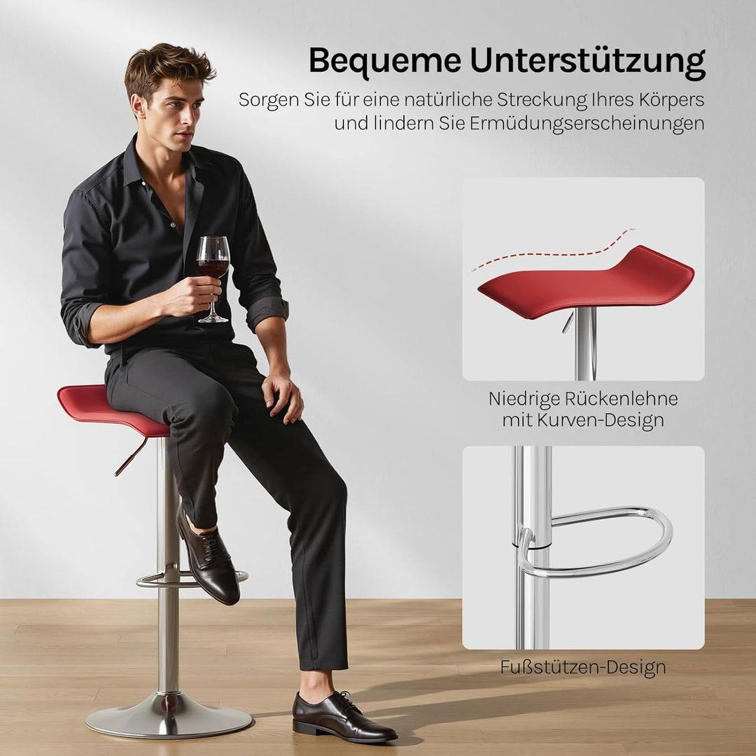 WOLTU 4er Set Barhocker Design Stuhl Drehstuhl Tresenstuhl，stufenlose Höhenverstellung, verchromter