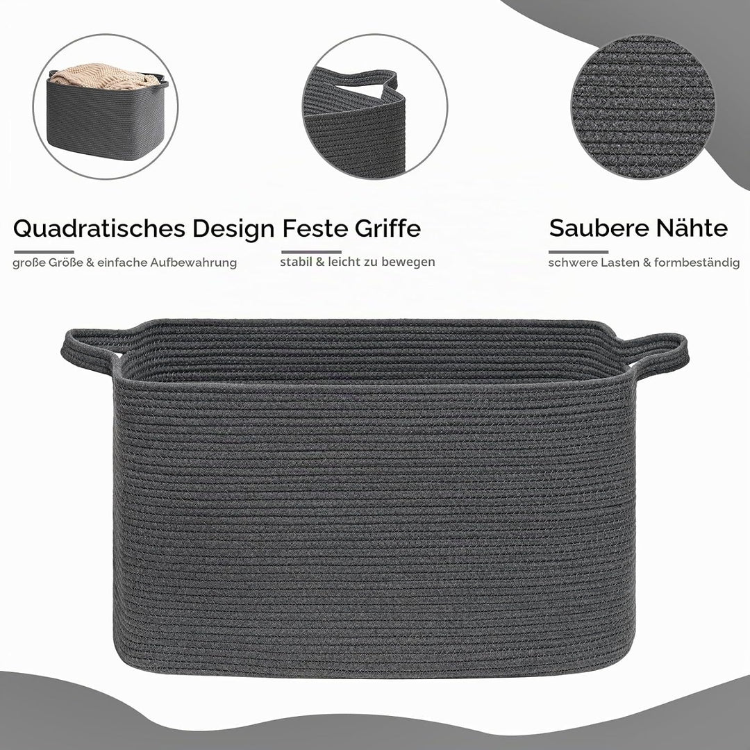 TIMEYARD faltbarer Wäschekorb 85 L, geflochtener Aufbewahrungskorb für Kinderzimmer, Square Laundry