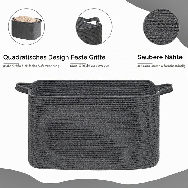 TIMEYARD faltbarer Wäschekorb 85 L, geflochtener Aufbewahrungskorb für Kinderzimmer, Square Laundry