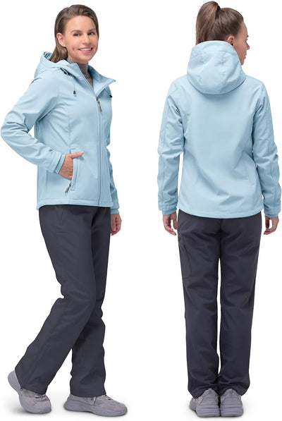 33,000ft Softshelljacke Damen Wasserdichte Atmungsaktive Warme Winterjacke Fleece Übergangsjacke Win