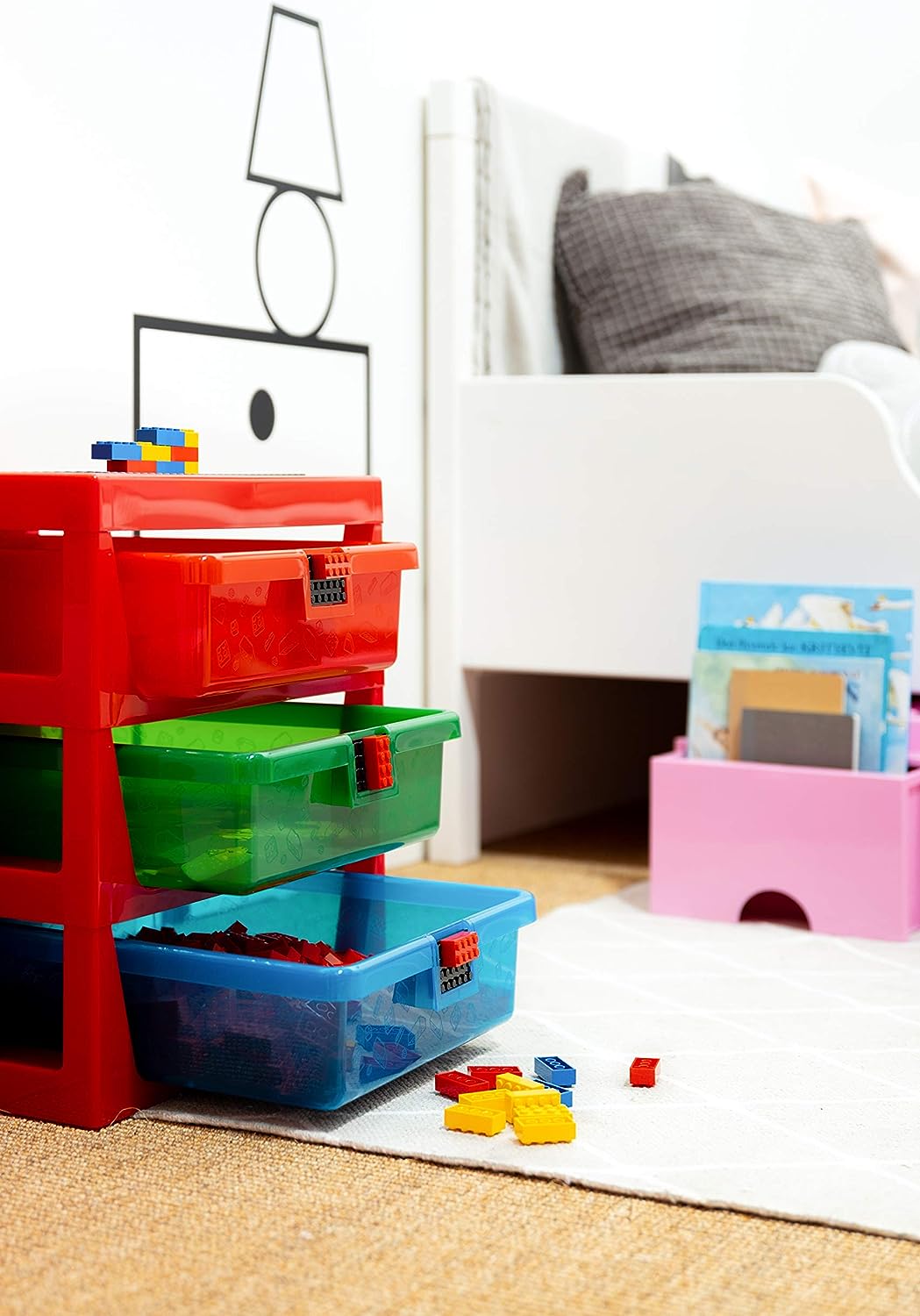 Room Copenhagen LEGO Aufbewahrungsregal mit 3 Schubladen, Einheitsgrösse, Rot, Rot