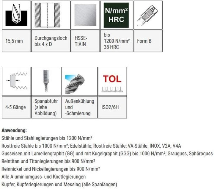 Baer Maschinengewindebohrer UNiTap HSSE TiAIN M18 Form B Gewindeschneider - Grösse M 18 x 2,5 - DIN