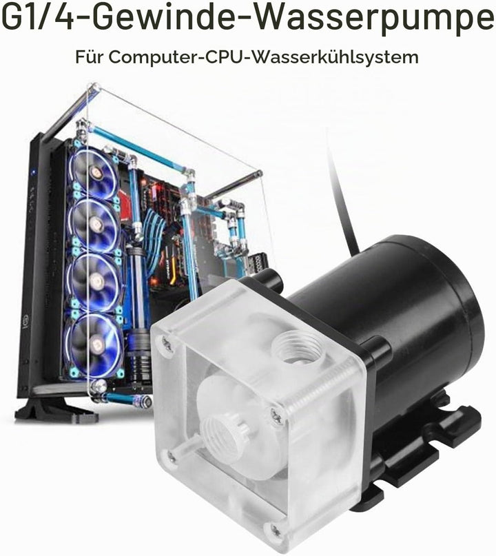 VBESTLIFE Wasserstoss Geräuschloser CPU-Computer 10 W Wasserkühlsystem Pumpe G1/4 Gewinde für PC 500