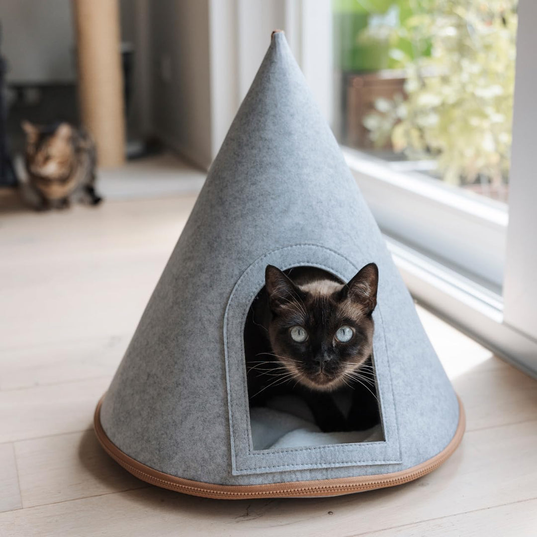 CanadianCat Company | Katzen Tipi Zelt für Haustiere Katzenzelt Cone Katzen Tipi, XL Katzenhöhle aus
