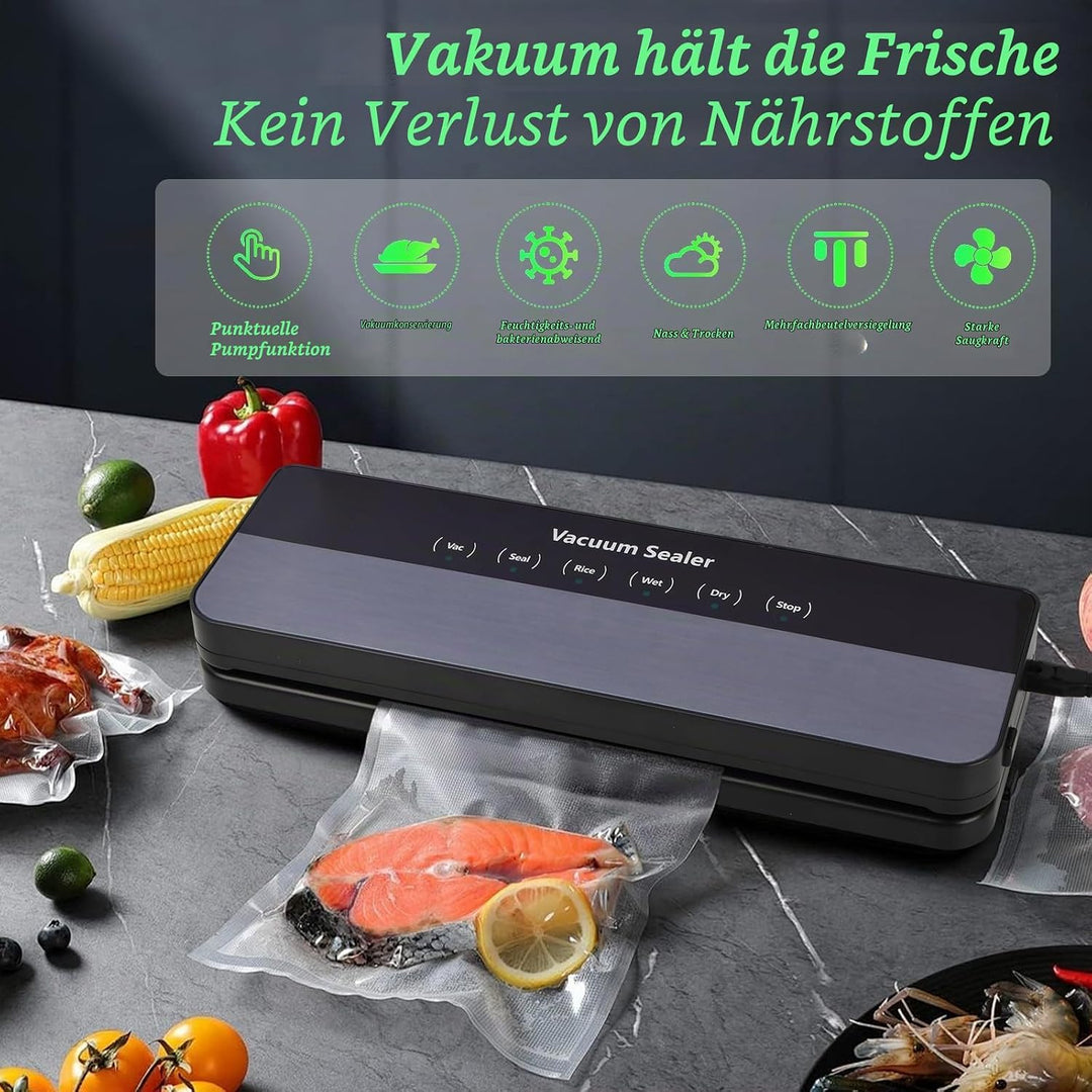 Vakuumiergerät, Vakuumierer 5 in 1, 65 KPA, Einschweissgerät Vakuum für Lebensmittel, Vakuum Sealer,