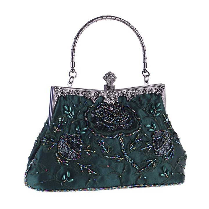 Jywmsc Damen Vintage Floral handgemachte Seed Bead Pailletten Clutch Geldbörse Hochzeit Abendtasche