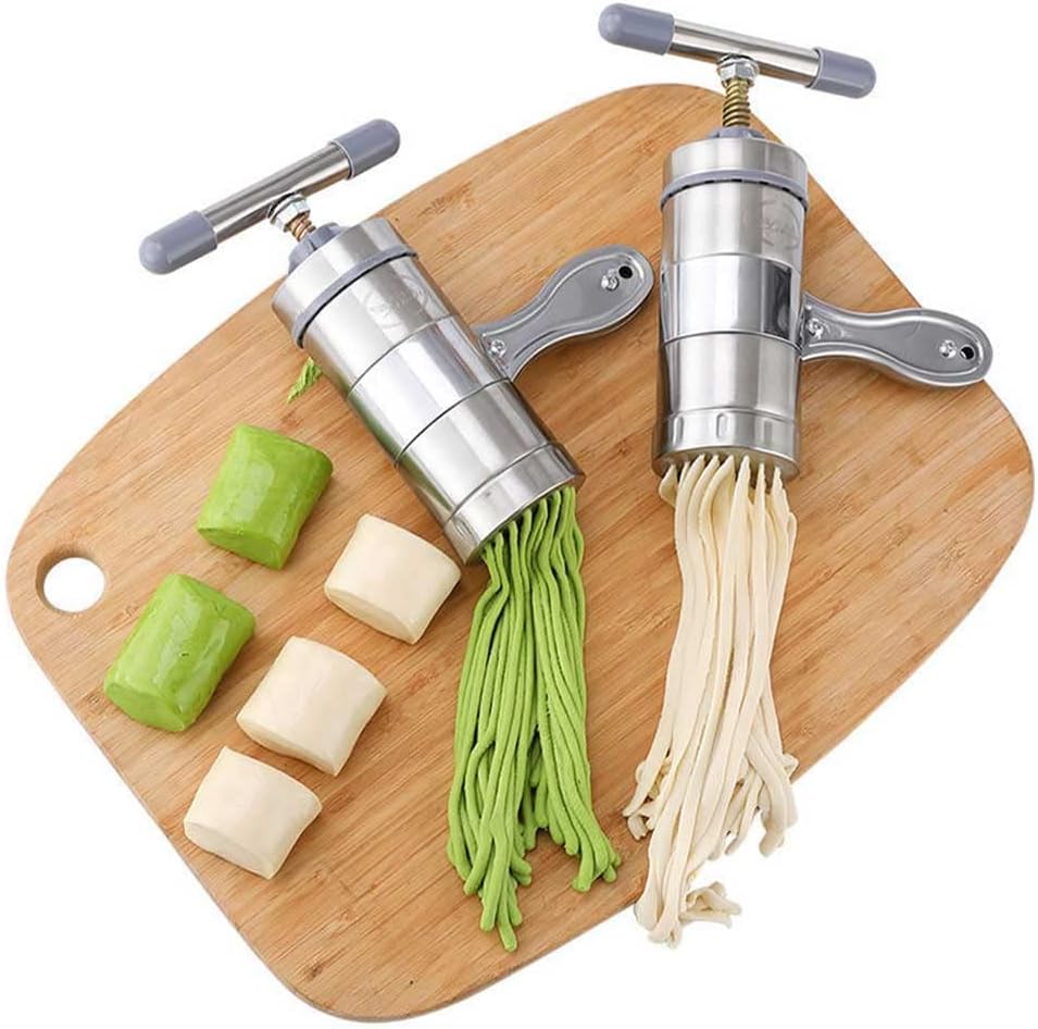 Nudelmaschine,Manuelle Nudelpresse aus Edelstahl,Tragbare Nudelpresse,Spaghetti-Maschine mit 5 Nudel