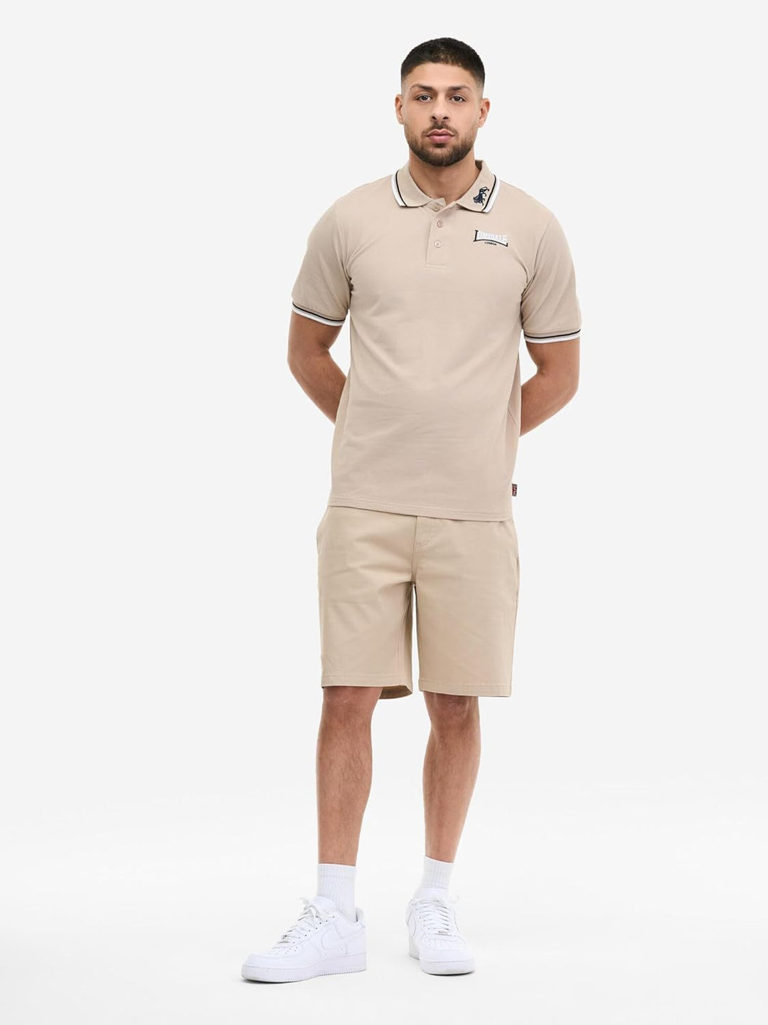 Lonsdale Herren Poloshirt schmale Passform Lion Sand/Black/White S, Sand/Black/White S