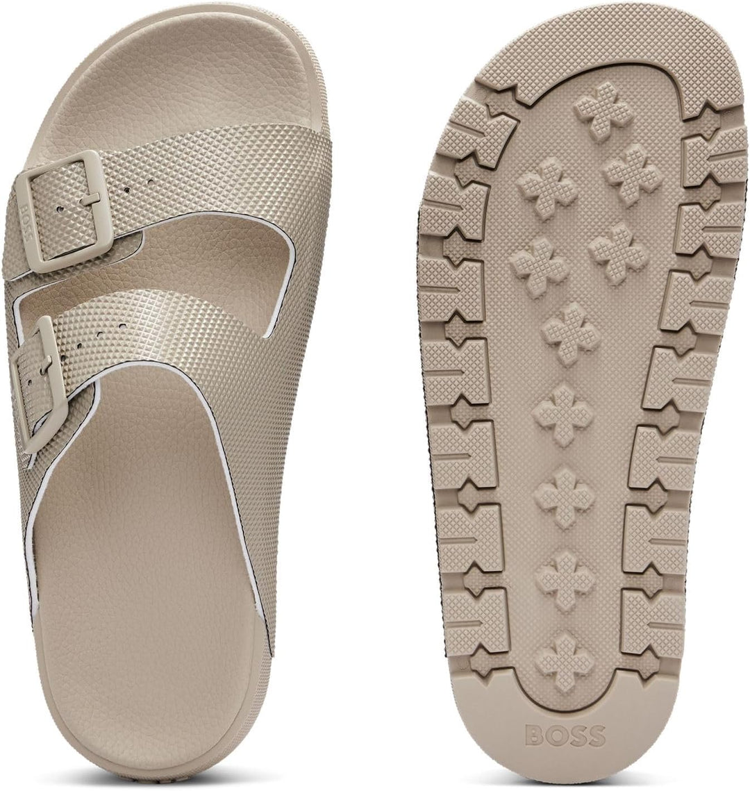 BOSS Herren Surfley Sand Sandalen mit zwei Riemen und strukturiertem Obermaterial Grösse 35 EU Light