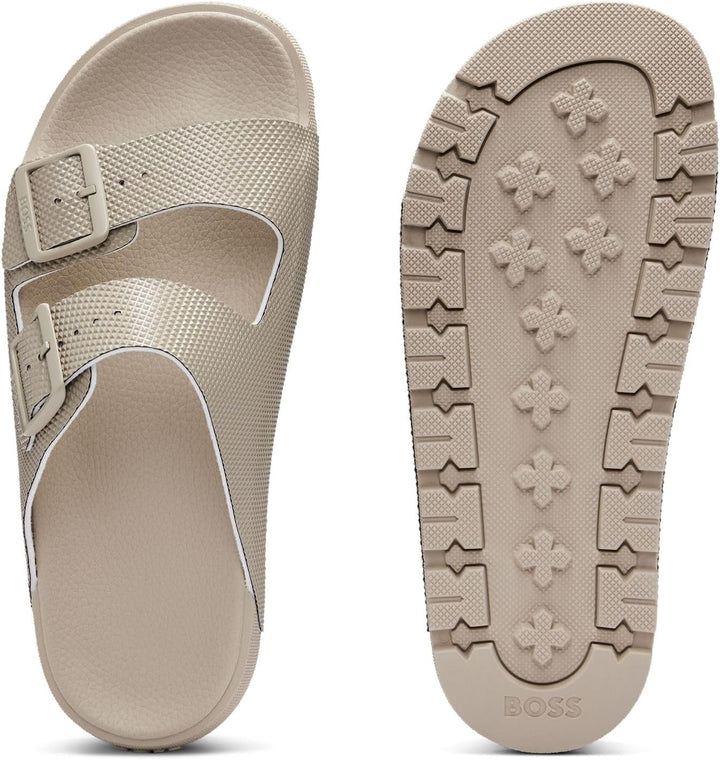 BOSS Herren Surfley Sand Sandalen mit zwei Riemen und strukturiertem Obermaterial Grösse 35 EU Light