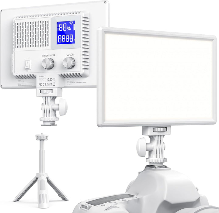 RALENO LED Kamera Video Licht, Eingebauter Wiederaufladbare Batterien 3200K-5600K Dimmbarer Zweifarb