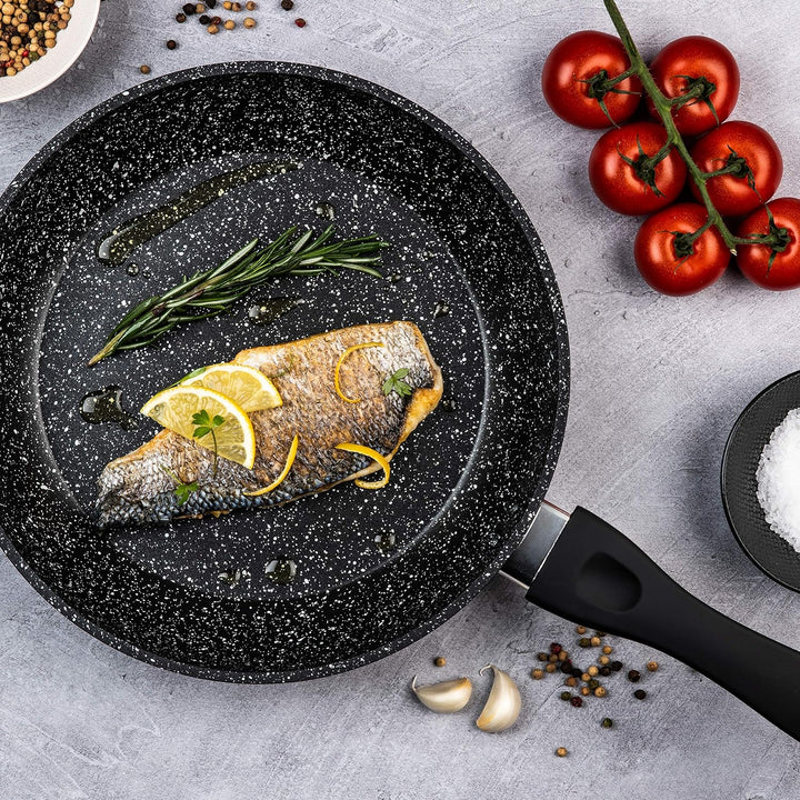 Westinghouse Black Marble Bratpfanne 30cm,3lagige Marmor-Antihaftbeschichtung, aus geschmiedetem Alu