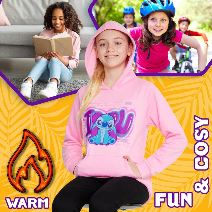 Disney Stitch Pullover Mädchen, Warm, Weich & Trendy, Hoodie Kapuzenpullover für Kinder, Geschenke f