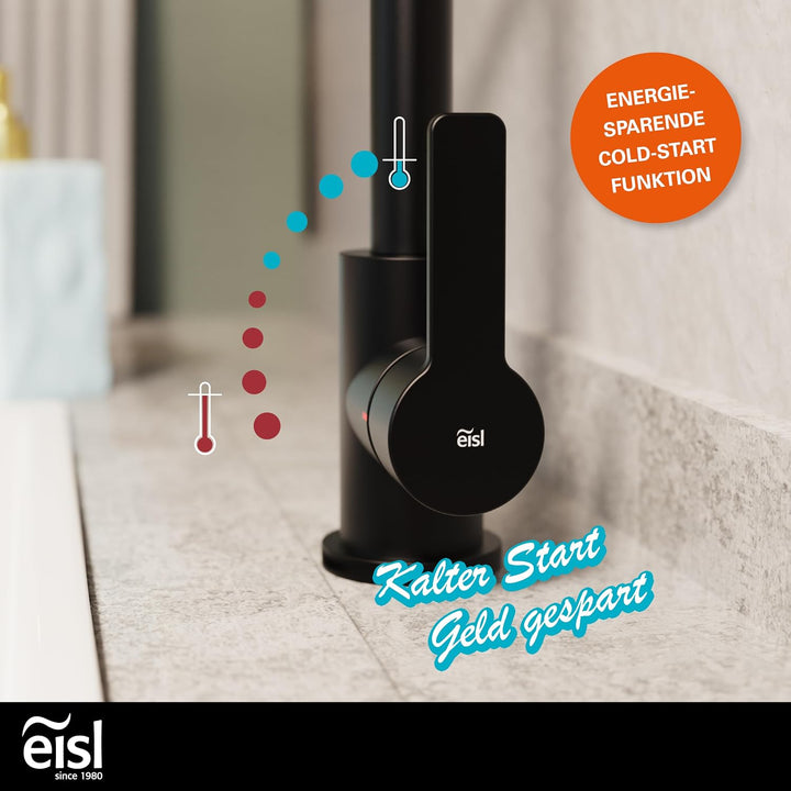 EISL FUTURA Spültischarmatur Schwarz Matt, 360° drehbarer Wasserhahn Küche Schwarz, Mischbatterie fü