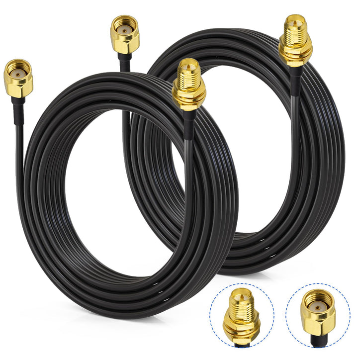 Superbat RPSMA WLAN Antenne Verlängerungs Kabel 10m (2 Stück): RP-SMA Stecker auf Buchse RG174 Koaxi