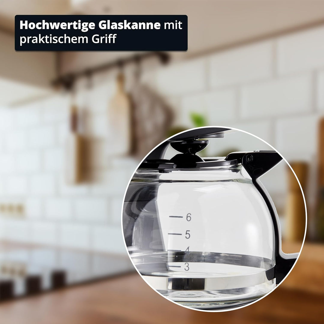 KHG Kaffeeautomat KA-127 (S) aus Kunststoff in schwarz, Kapazität für 5 Tassen, mit Glaskanne 600 ml