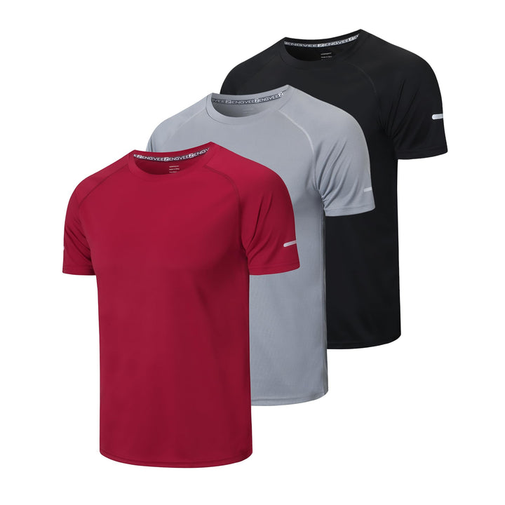 Gaiatiger 3er Pack Sport Tshirts Herren Funktionsshirt Sportshirt Männer Schnelltrocknend Trainingss