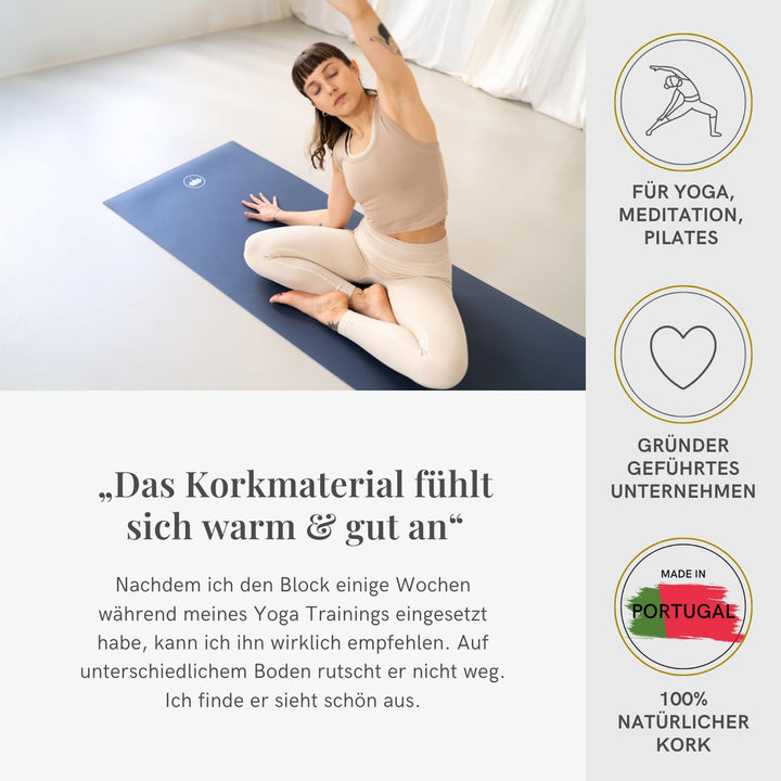 Lotuscrafts® Yoga Block Kork 2er Set oder Yoga Block Kork einzeln, Yogablöcke Made in Portugal, Yoga