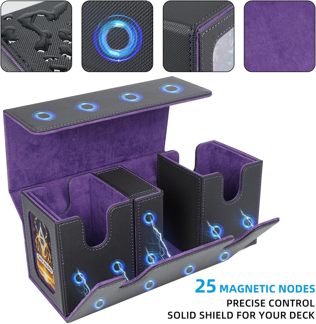 AFIING MTG Commander Kartenbox, 3-in-1 Karten-Aufbewahrungsbox für 200+ doppelt gesleevte Karten, Ma