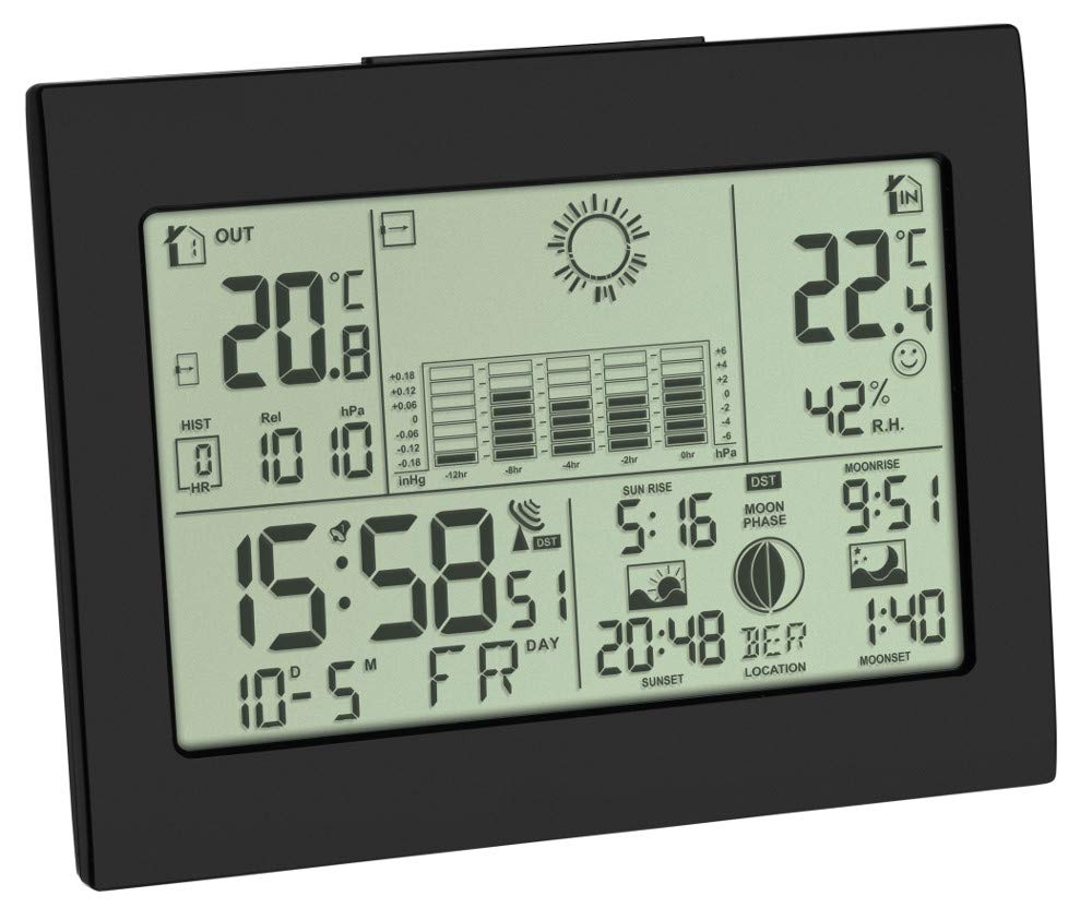 TFA Dostmann Funk-Wetterstation Horizon, 35.1155.01, mit Aussensensor, Wettervorhersage, mit Funkuhr