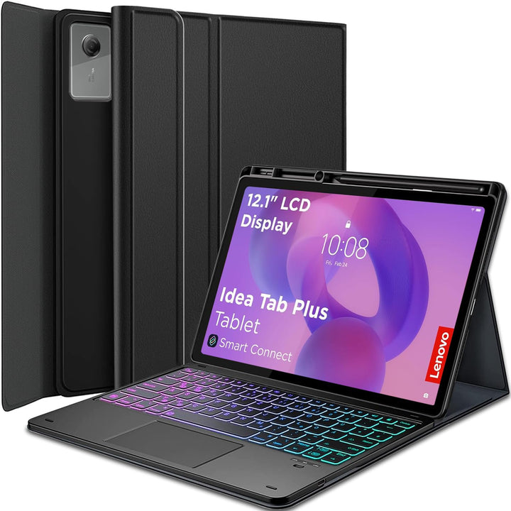 Lenovo Idea Tab Plus 12.1 Zoll 2025 TB361FU Hülle mit Tastatur, 3-Zonen 7-Farben Beleuchtung, Abnehm