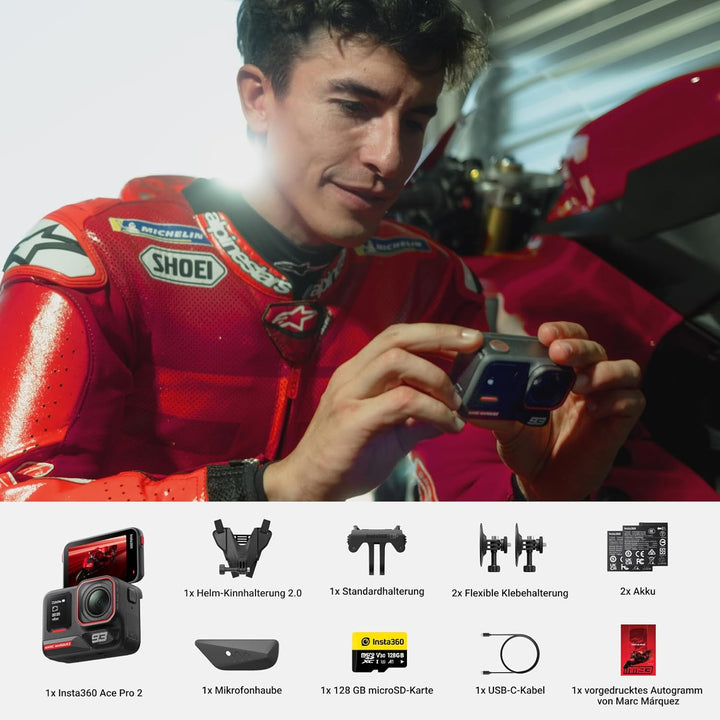 Insta360 Ace Pro 2 MM93 Edition - 8K Action-Kamera aus Kooperation mit Marc Márquez, Motorradkamera,