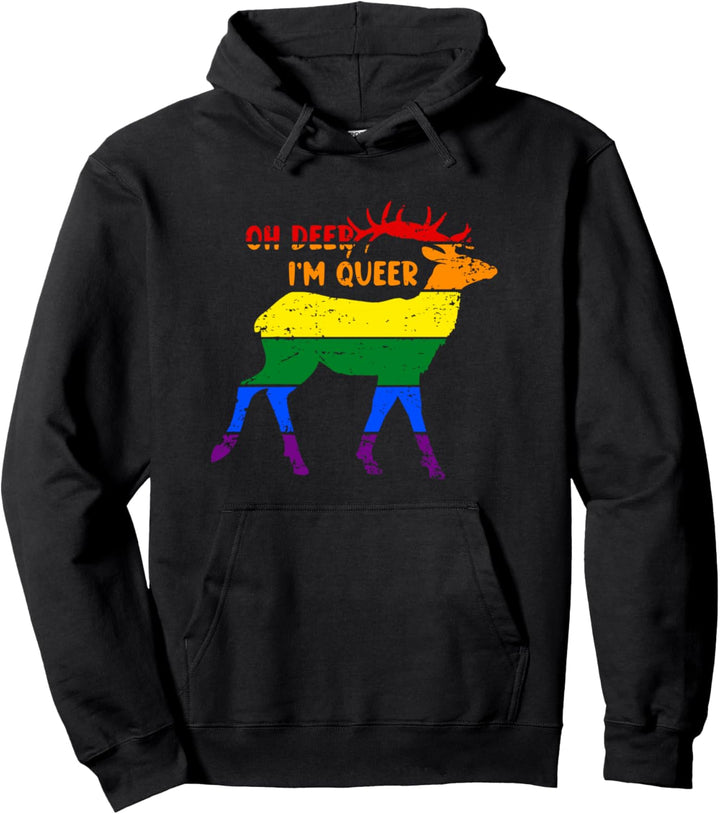 Schwul Homo Outfit LGBT Gay Homosexualität Oh Deer I'm Queer Pullover Hoodie
