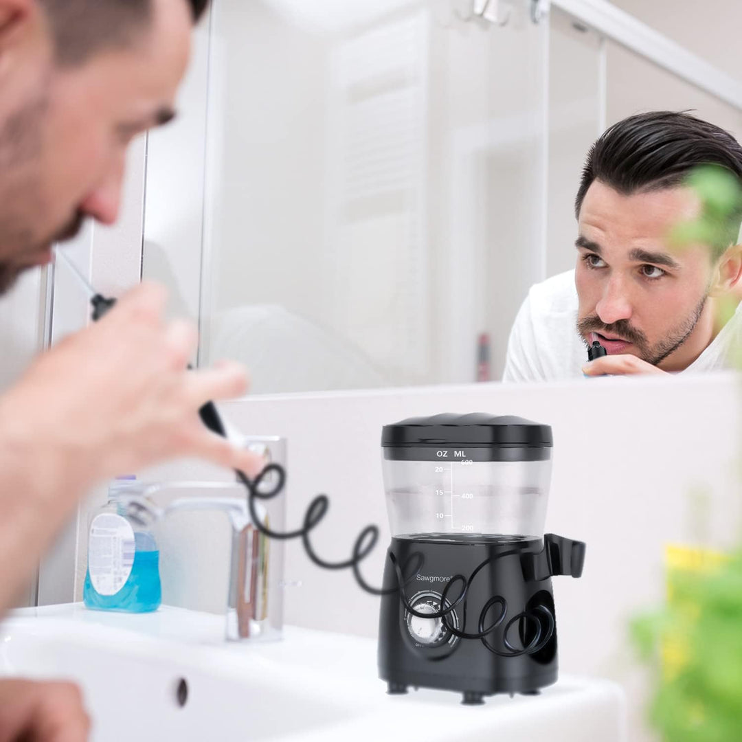Sawgmore Elektrische Munddusche mit 10 Druckstufen und 8 Düsen，Professional Waterflosser für Zanrein