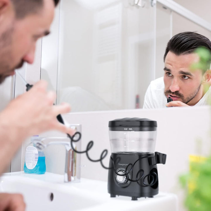 Sawgmore Elektrische Munddusche mit 10 Druckstufen und 8 Düsen，Professional Waterflosser für Zanrein