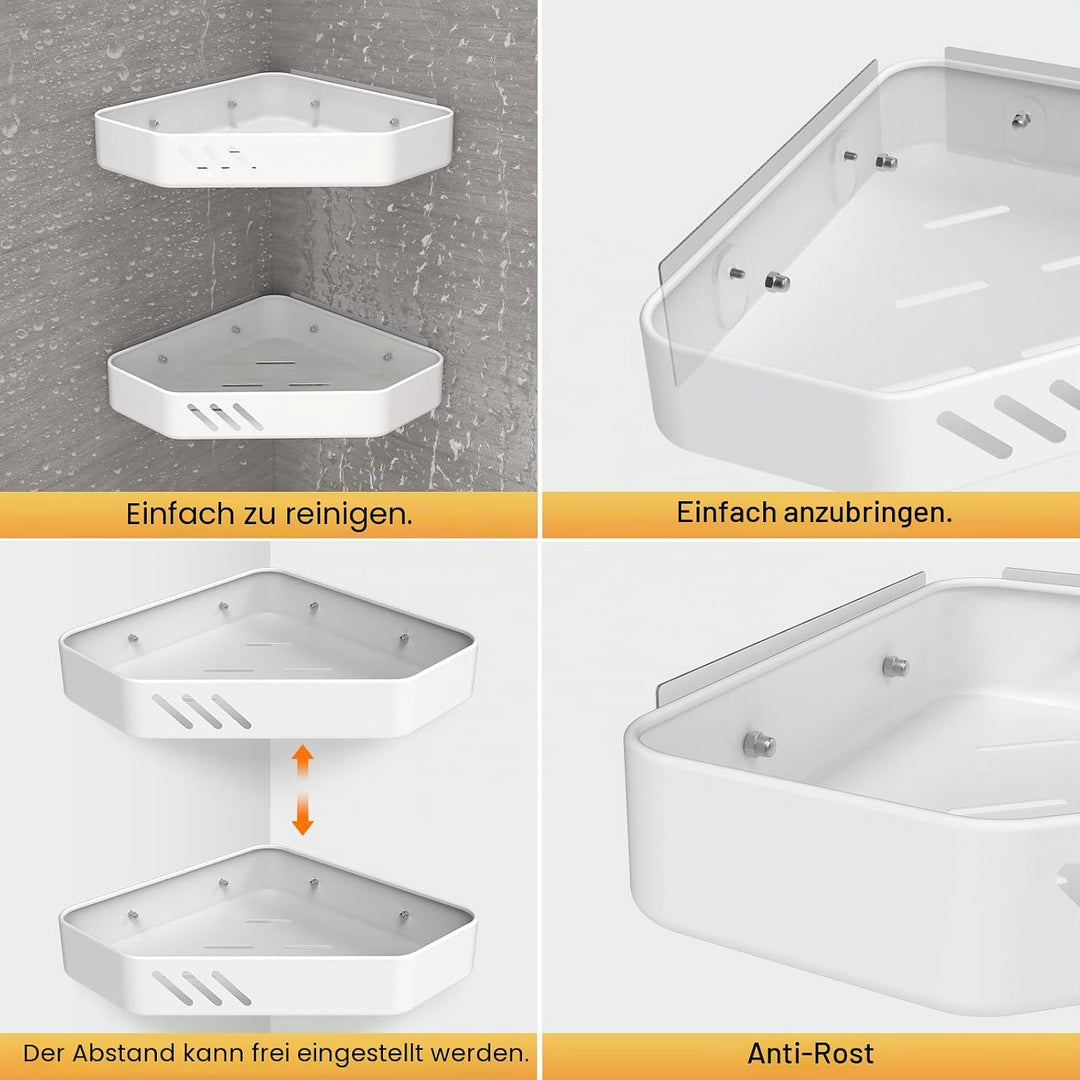 Ibergrif M34034W Duschablage ohne Bohren Ecke, 2 Stück Rostfreie Badezimmer Organizer, Badregal Edel