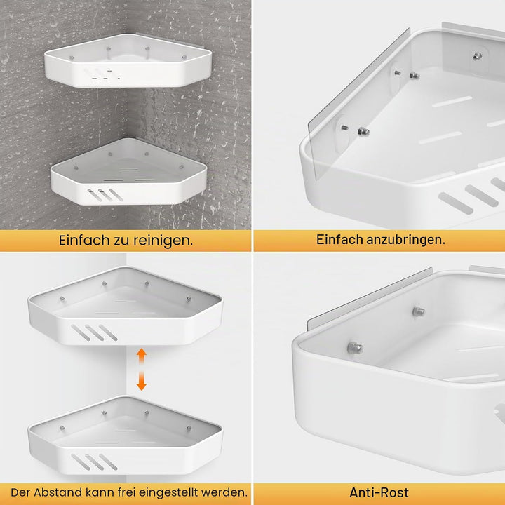 Ibergrif M34034W Duschablage ohne Bohren Ecke, 2 Stück Rostfreie Badezimmer Organizer, Badregal Edel