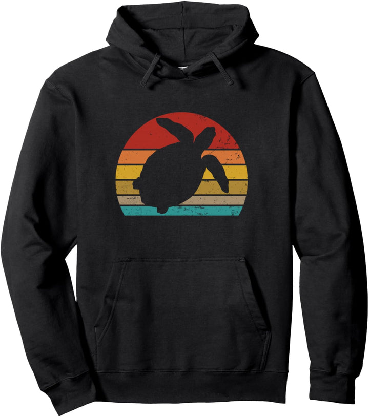 Vintage Retro Schildkröte Sonnenuntergang 70er 80er 90er Jahre Schildkröte Party Pullover Hoodie