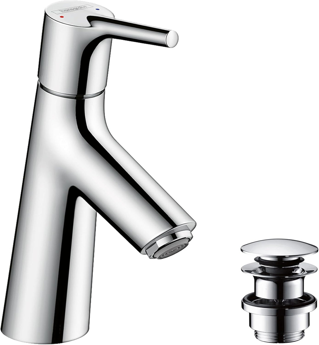 hansgrohe Wasserhahn Talis S (Armatur mit Auslauf Höhe 80mm und Push-Open Ablaufgarnitur) Chrom
